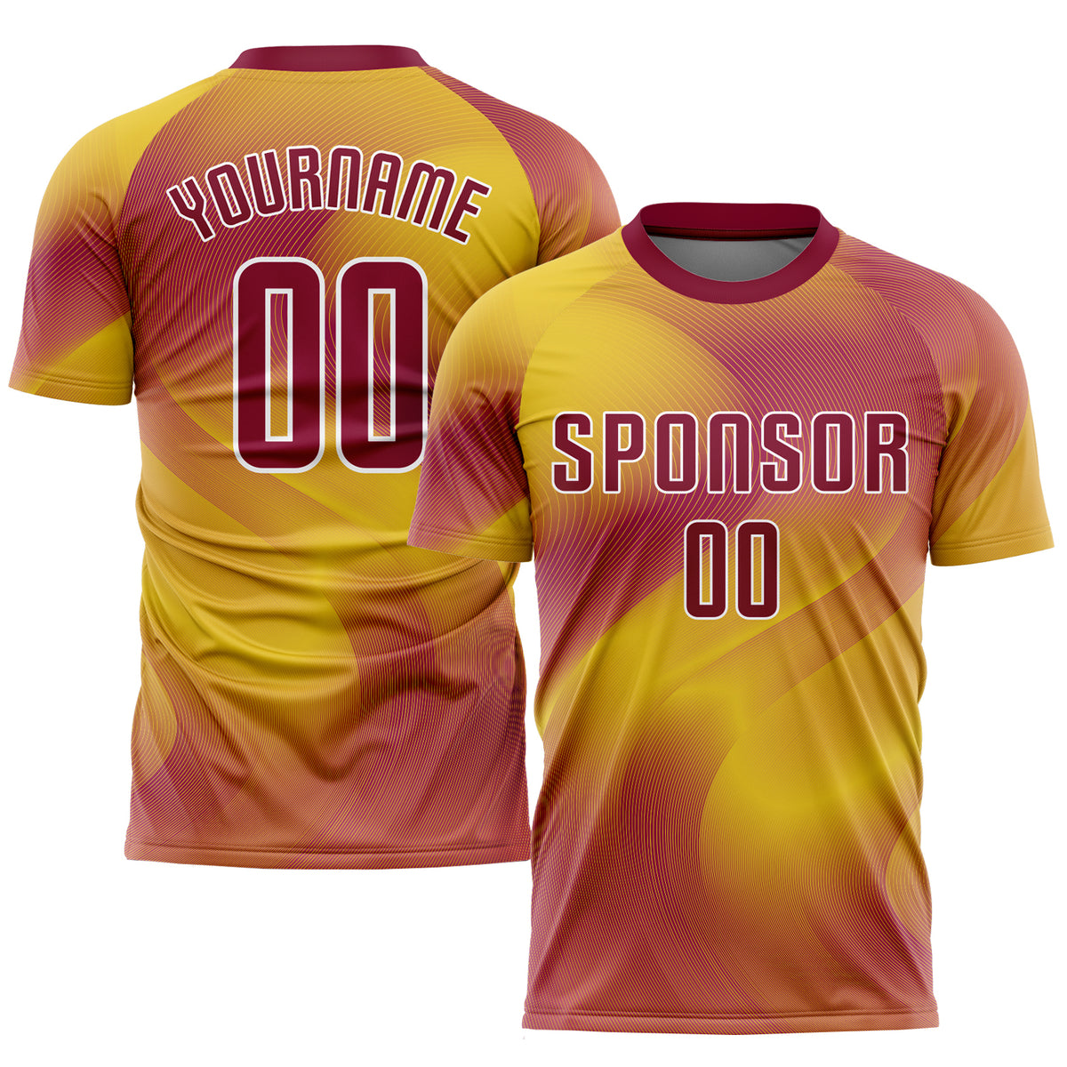 Custom Gold Crimson-White Sublimation Soccer Uniform Jersey Free ...