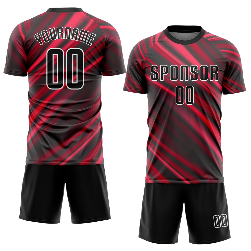 Cheap Custom Gold Black-Red Sublimation Soccer Uniform Jersey Free