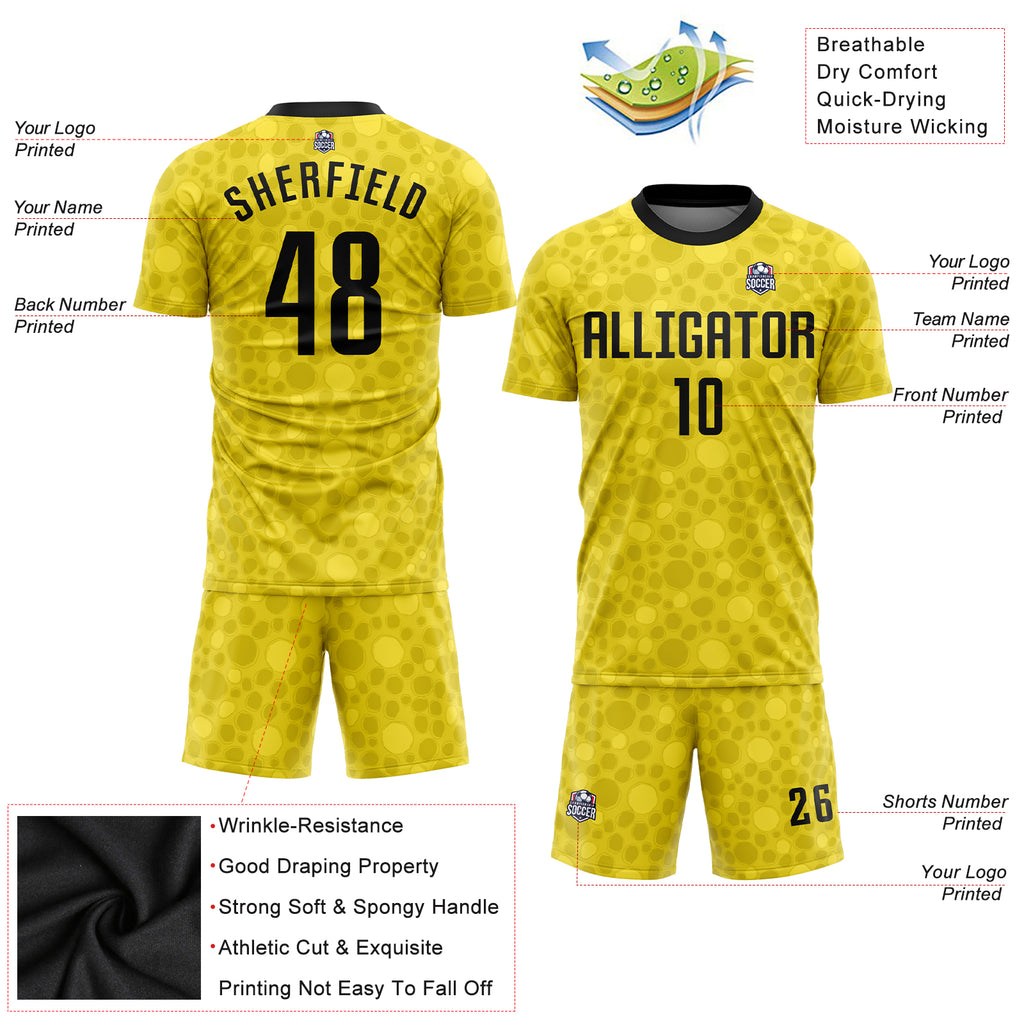 Custom Black Gold-Red Sublimation Soccer Uniform Jersey – Fiitg