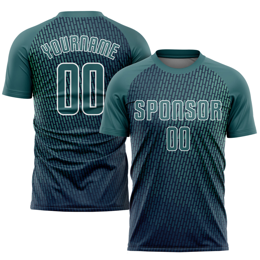 Custom Teal White Sublimation Soccer Uniform Jersey