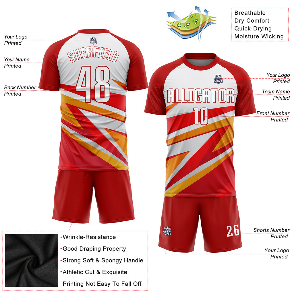 Custom Black Gold-Red Sublimation Soccer Uniform Jersey – Fiitg