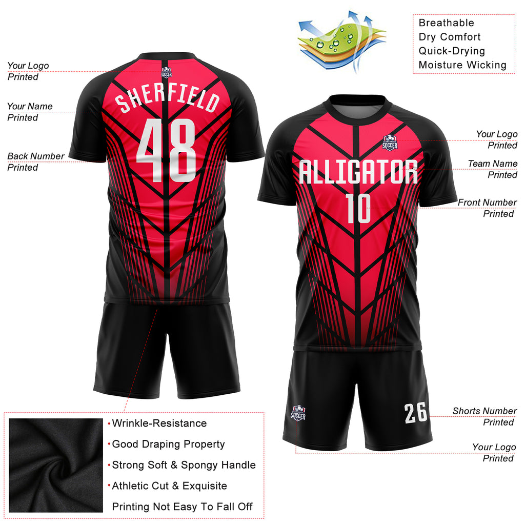 Custom Black Red-White Sublimation Soccer Uniform Jersey Discount