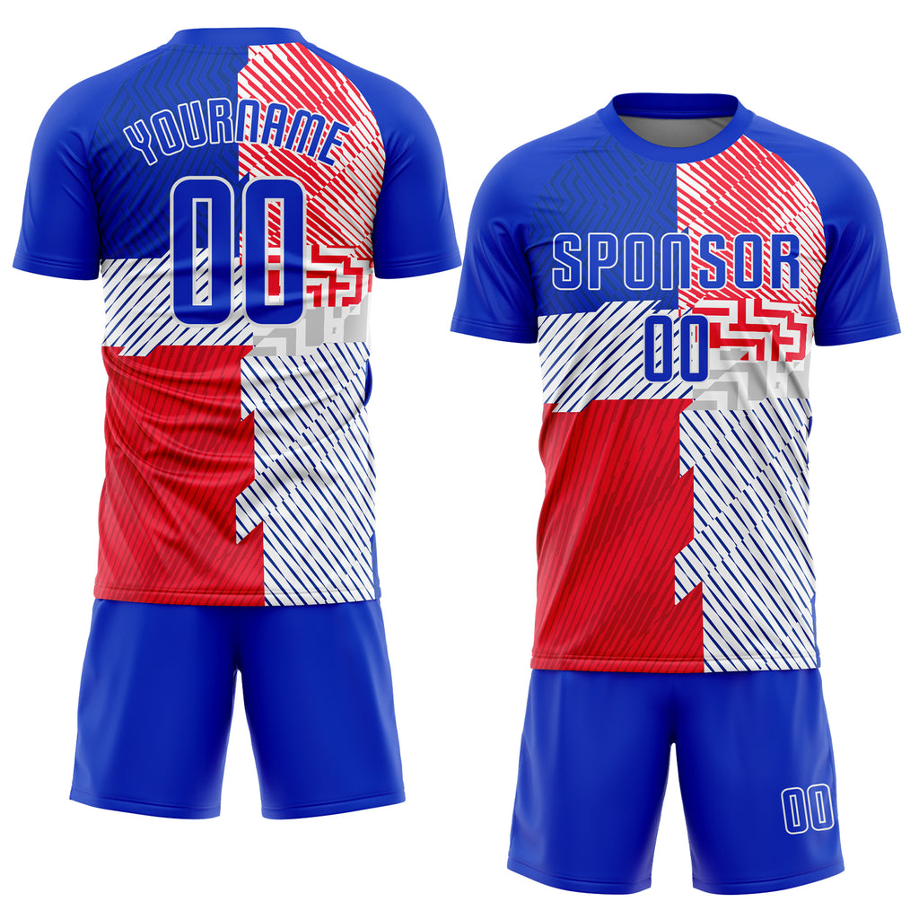Cheap Custom Royal Red-White Sublimation Soccer Uniform Jersey