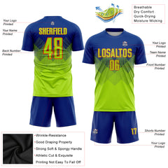 Custom Neon Green Green-Gold Sublimation Soccer Uniform Jersey