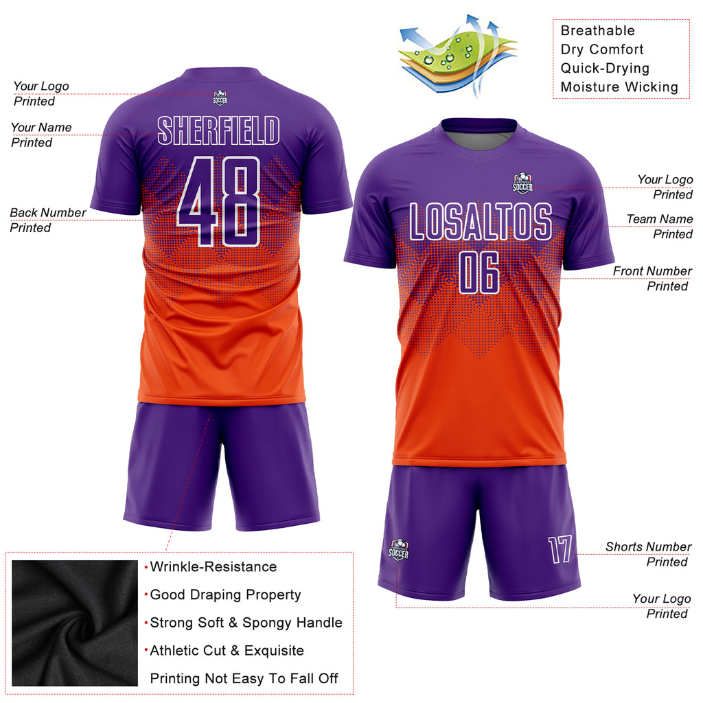 Custom Brown Bay Orange-White Sublimation Soccer Uniform Jersey