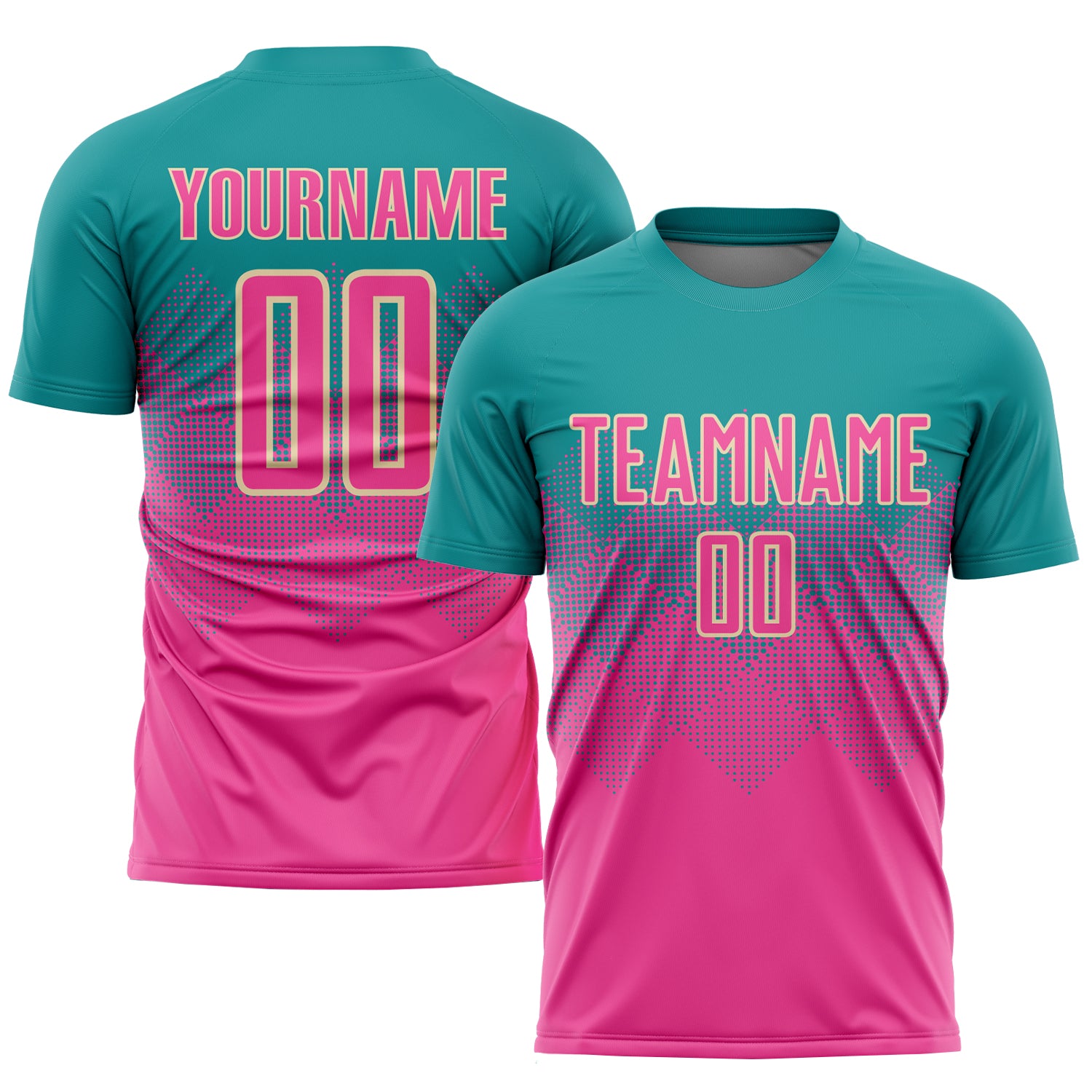 Custom Teal Pink-Cream Sublimation Soccer Uniform Jersey Free Shipping –  Fiitg