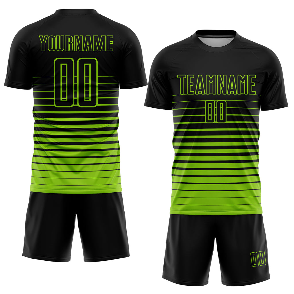 Custom Gray Black-Kelly Green Sublimation Long Sleeve Fade Fashion Soccer  Uniform Jersey