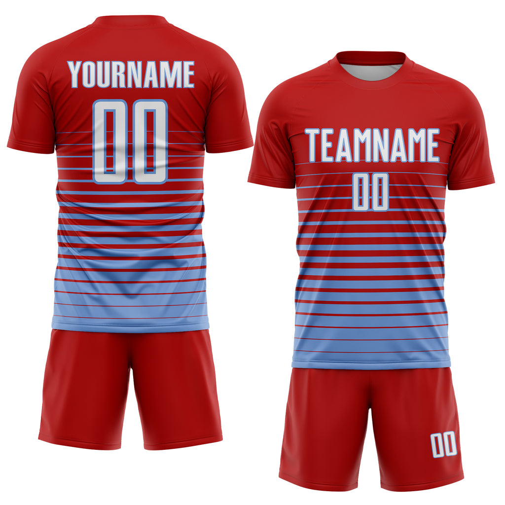 Custom Red White-Kelly Green Sublimation Long Sleeve Fade Fashion Soccer  Uniform Jersey Discount