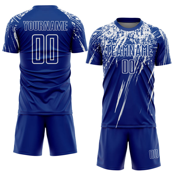 Custom Royal White Sublimation Soccer Uniform Jersey