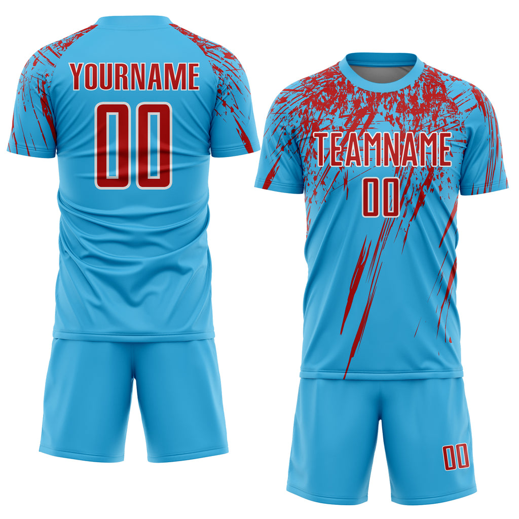 Custom Red White Sublimation Soccer Uniform Jersey Discount