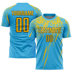 Cheap Custom Sky Blue Yellow-Black Sublimation Soccer Uniform Jersey Free  Shipping – CustomJerseysPro