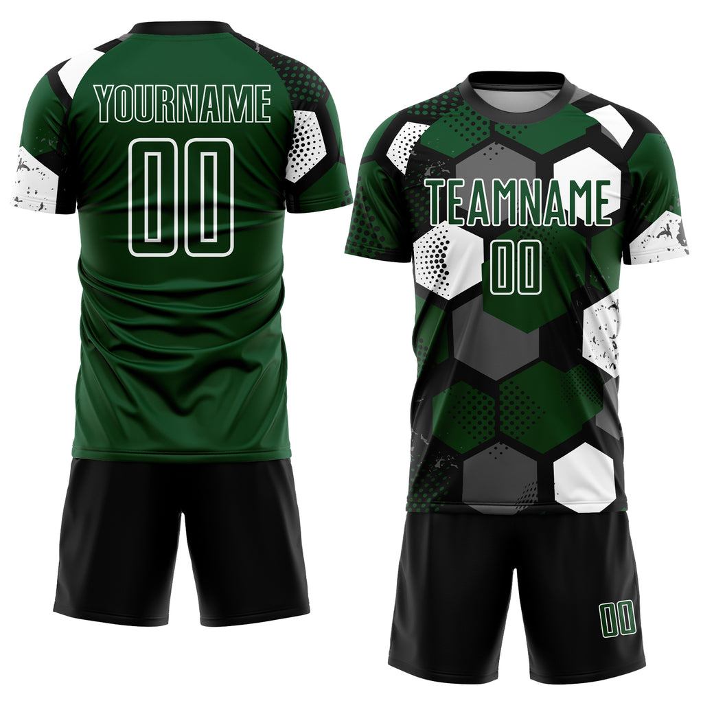 Custom Green Black-White Sublimation Soccer Uniform Jersey Free Shipping –  Fiitg