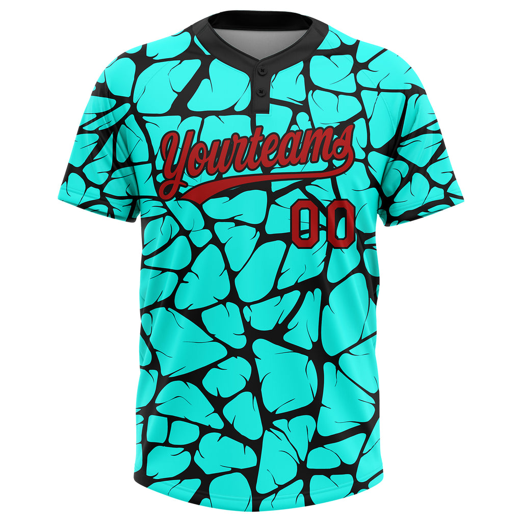 Custom Black Royal-Light Blue Flame Two-Button Unisex Softball Jersey Women's Size:L