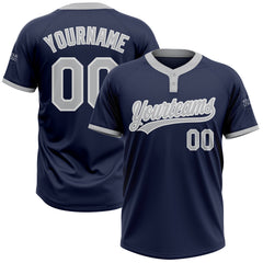 Custom US Navy Blue White-Red Two-Button Unisex Softball Jersey