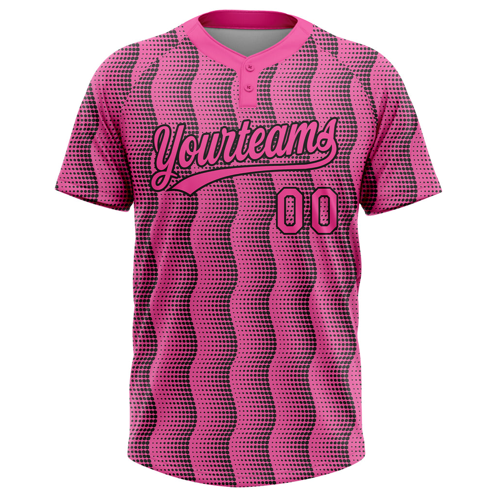 Cheap Custom Black Pink-White Two-Button Unisex Softball Jersey