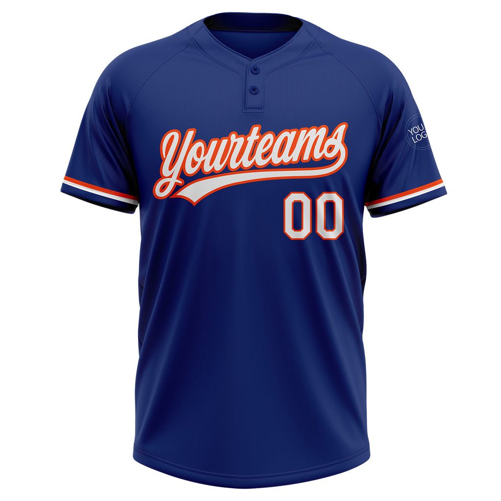 Custom Gray Royal-Orange Two-Button Unisex Softball Jersey Women's Size:S