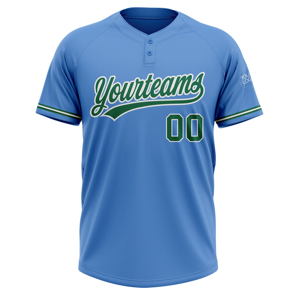 Cheap Custom Gold Kelly Green-White Two-Button Softball Jersey