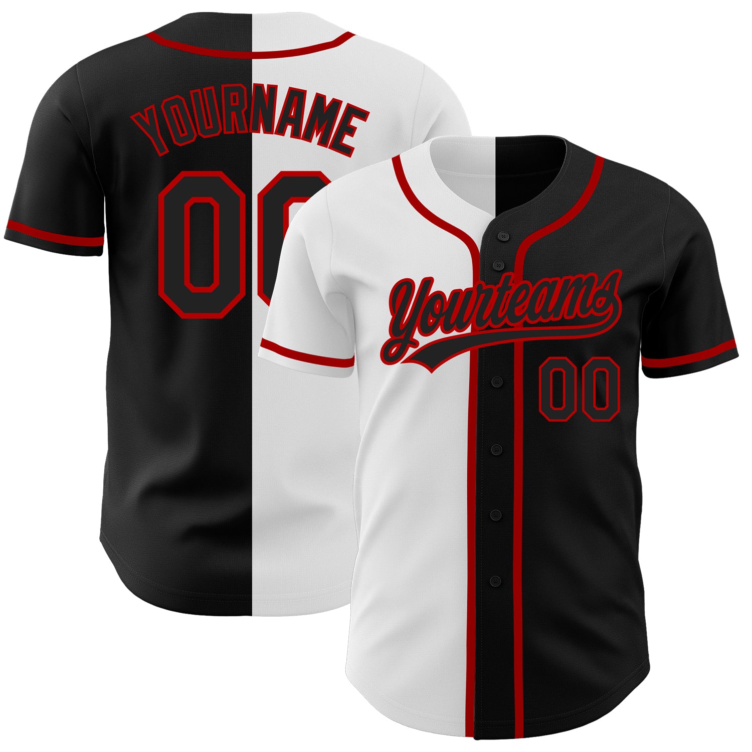 Custom Red White-Black Authentic Baseball Jersey – FiitgCustom