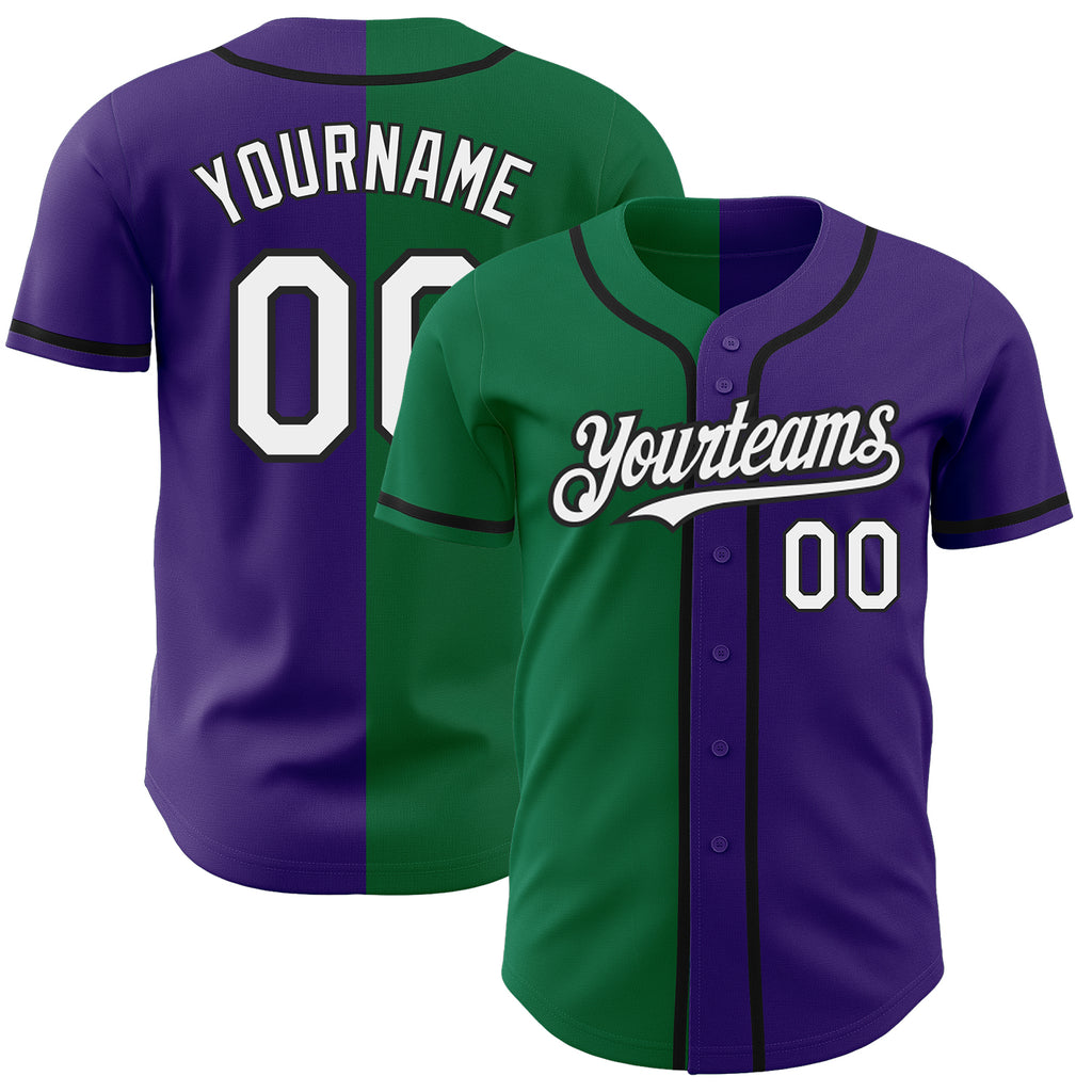 Custom White Purple-Black Authentic Baseball Jersey