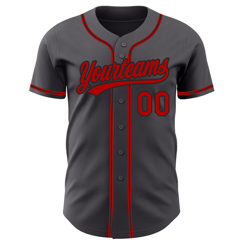 Custom Steel Gray Red-Black Authentic Baseball Jersey Free Shipping – Fiitg