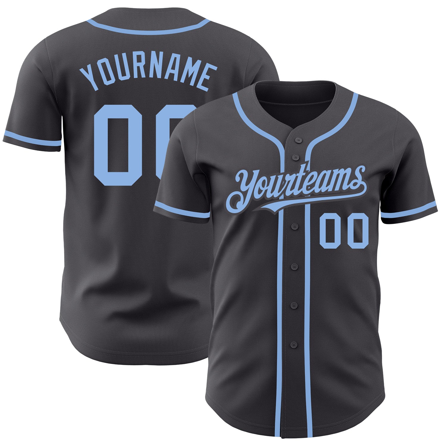 Custom Steel Gray Light Blue Authentic Baseball Jersey Free Shipping – Fiitg