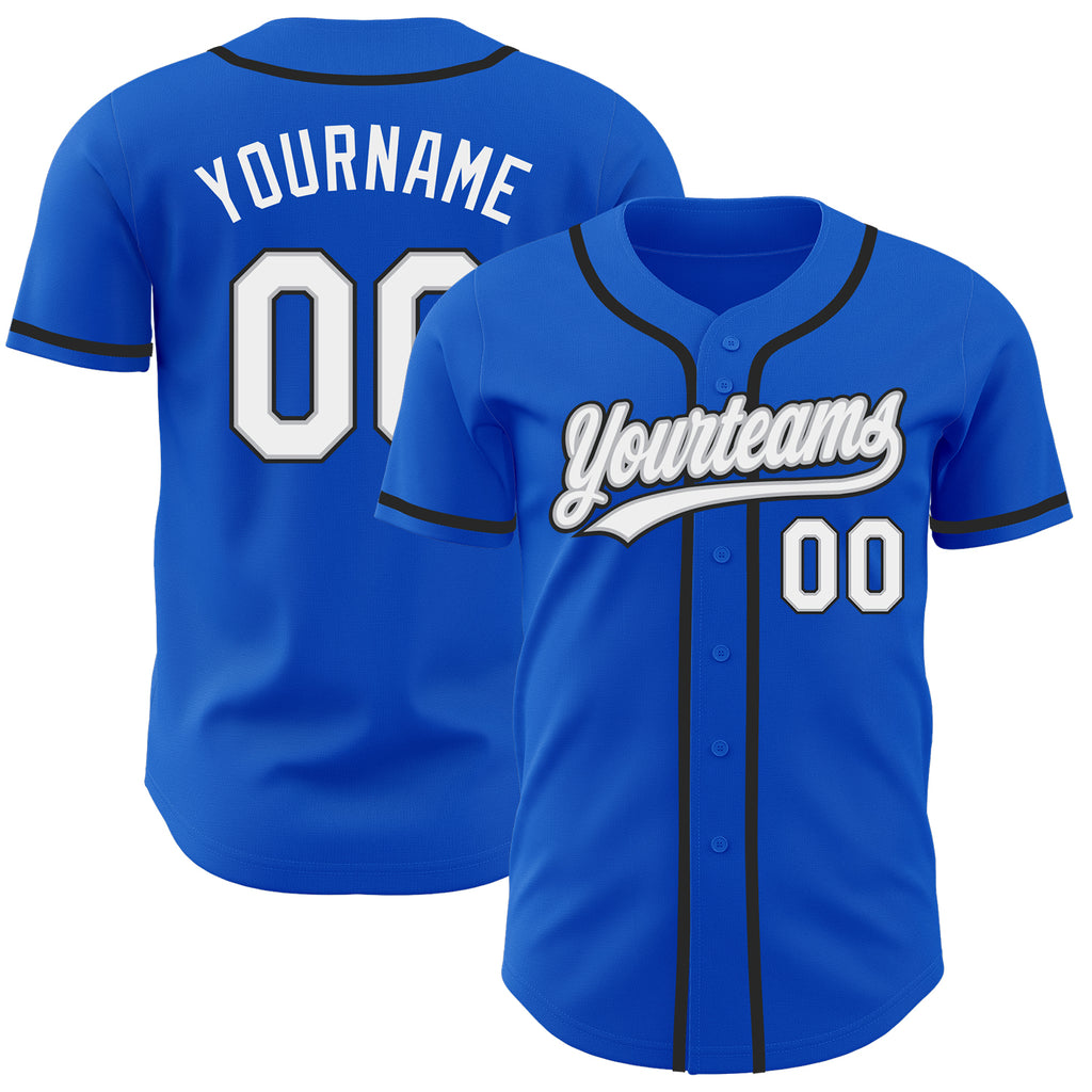 Custom Thunder Blue White Gray-Black Authentic Baseball Jersey