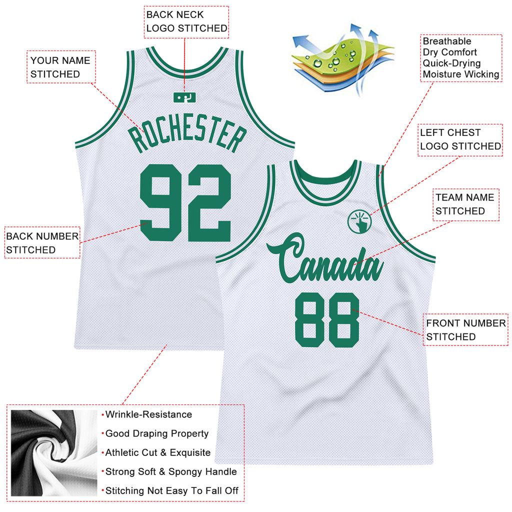 Custom Kelly Green White-Red 3D Mexico Authentic Basketball Jersey