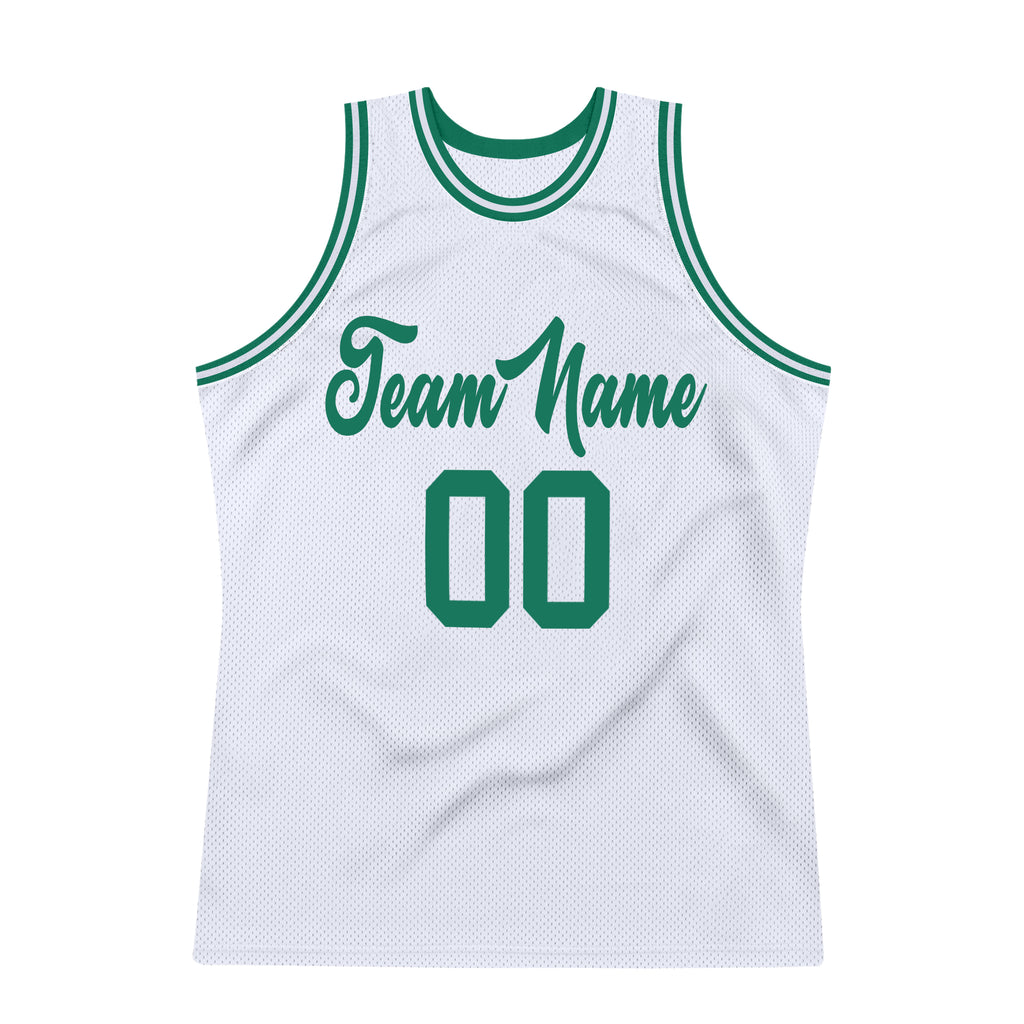 Custom Team Kelly Green Basketball Authentic Pink Throwback Jersey White