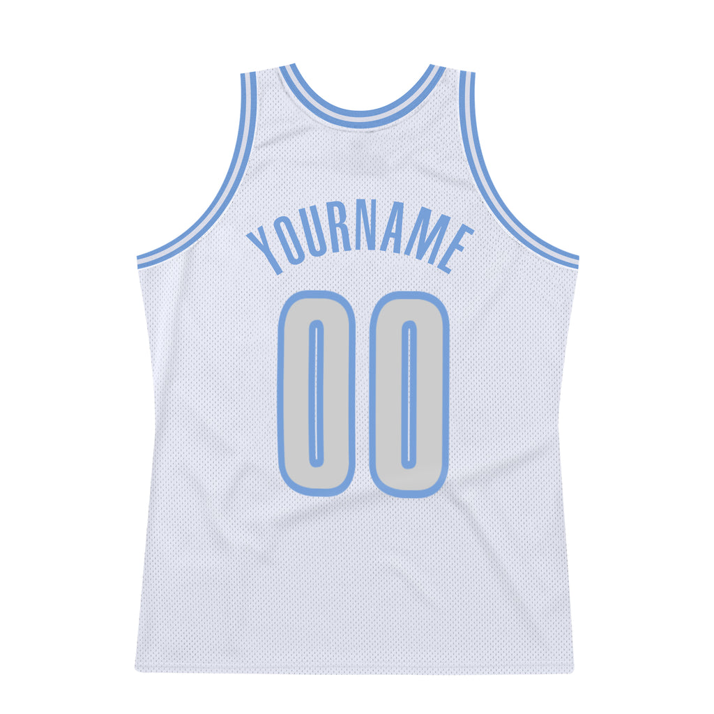 FIITG Custom Basketball Jersey Silver Gray Light Blue-Pink Authentic Throwback