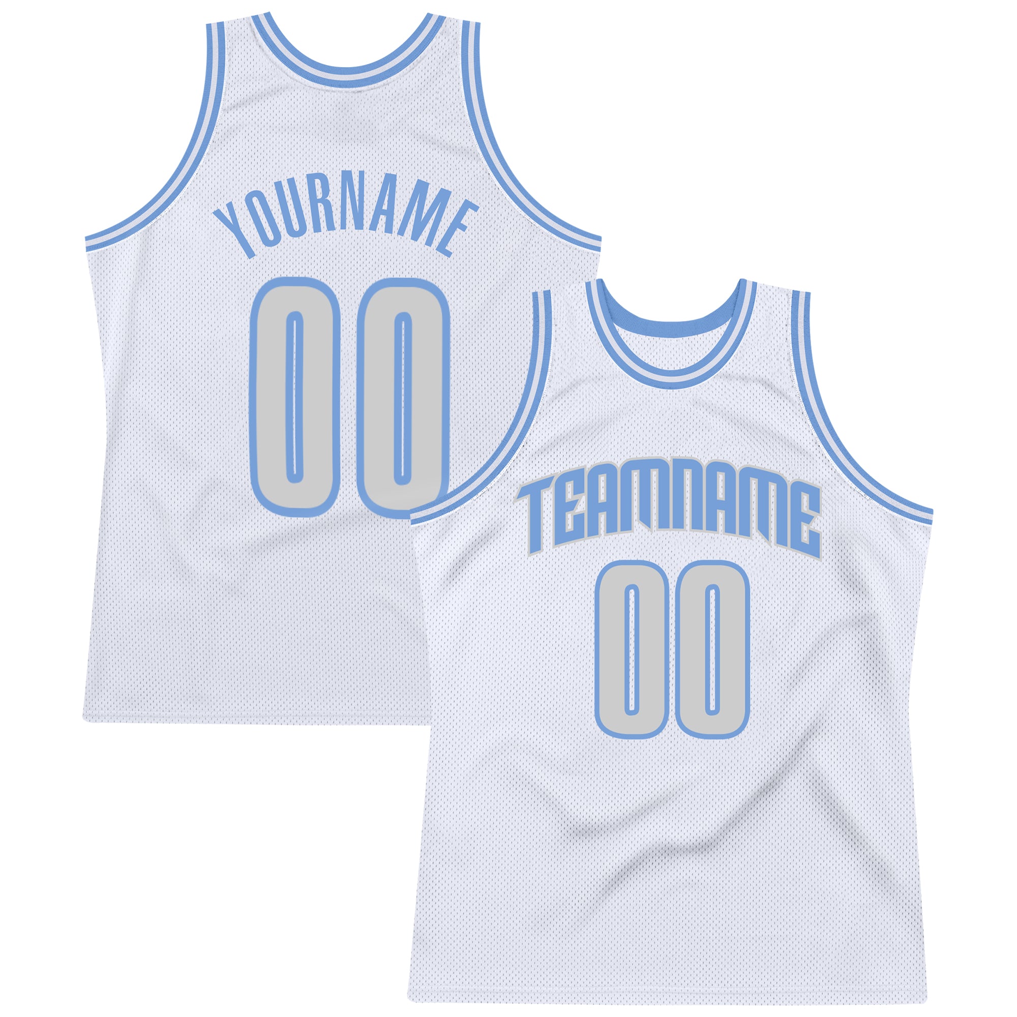 FIITG Custom Basketball Jersey Silver Gray Light Blue-Pink Authentic Throwback