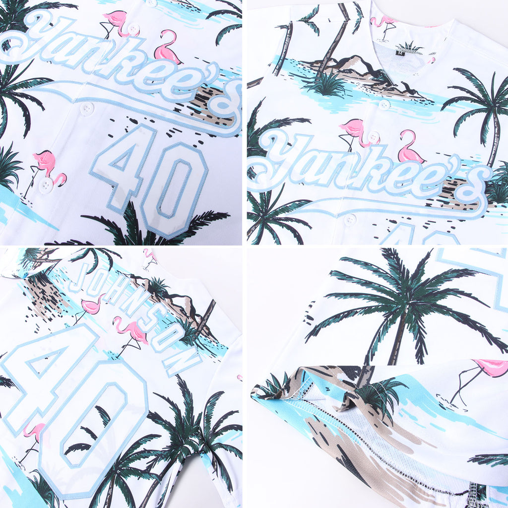 Custom Pink Light Blue-White 3D Pattern Design Palm Trees Authentic Basketball  Jersey Free Shipping – Fiitg