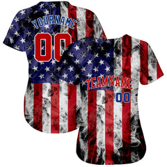 Custom Team Gold Baseball Authentic Red American Flag Fashion