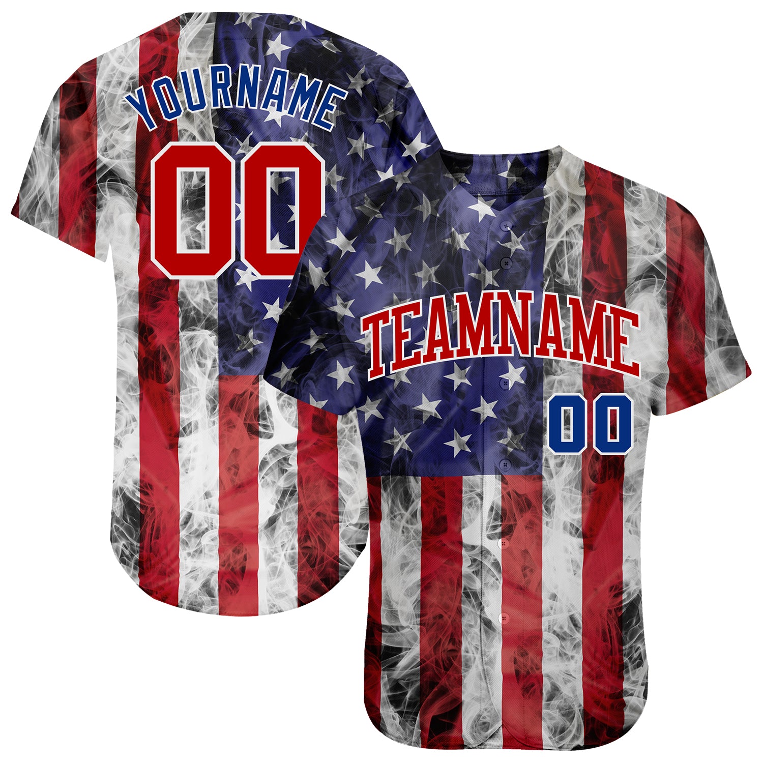 Custom Softball Jersey White Red-Navy 3D American Flag Fashion Two-Button Unisex Men's Size:XL