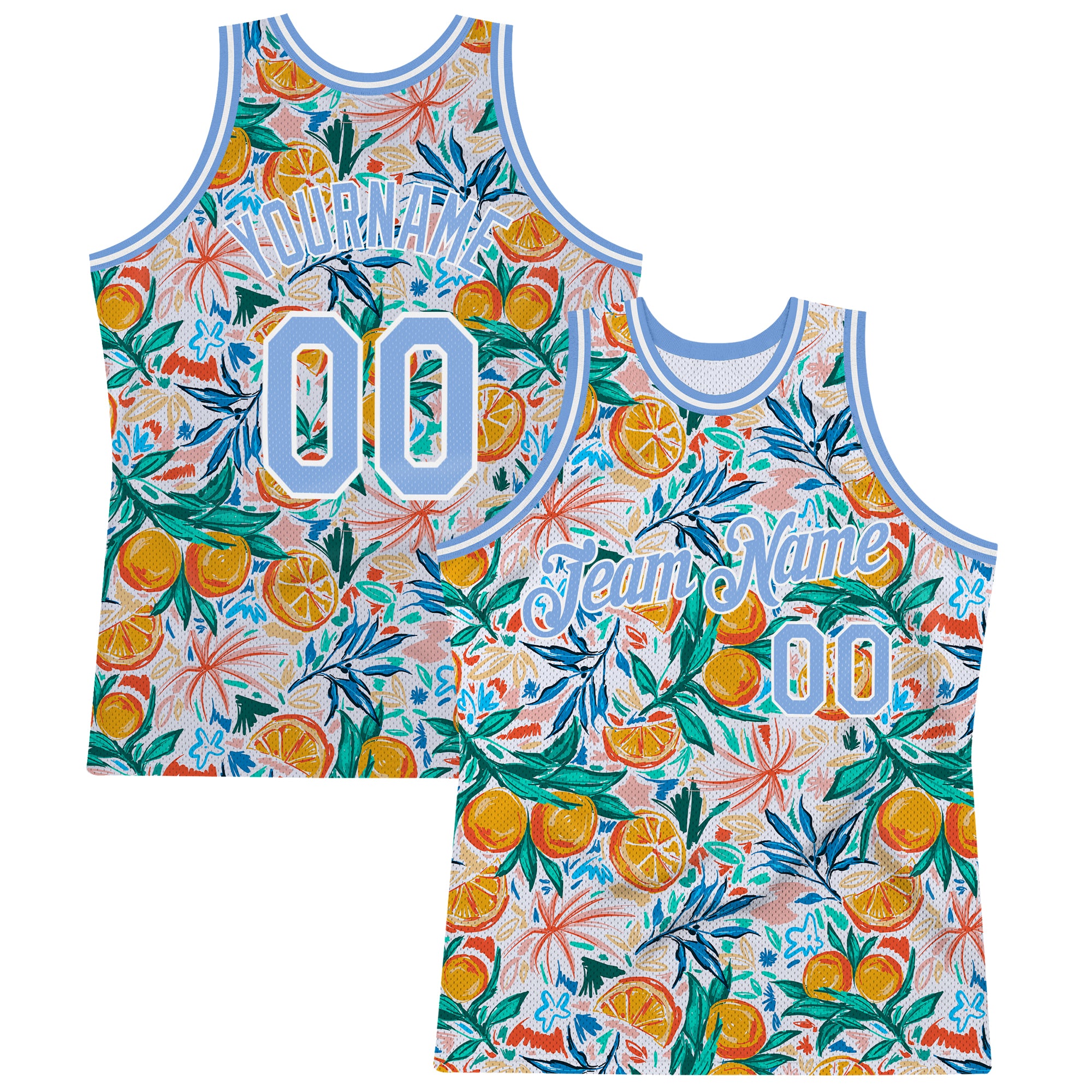 Custom White Light Blue-White 3D Pattern Design Oranges Authentic Basketball  Jersey Free Shipping – Fiitg