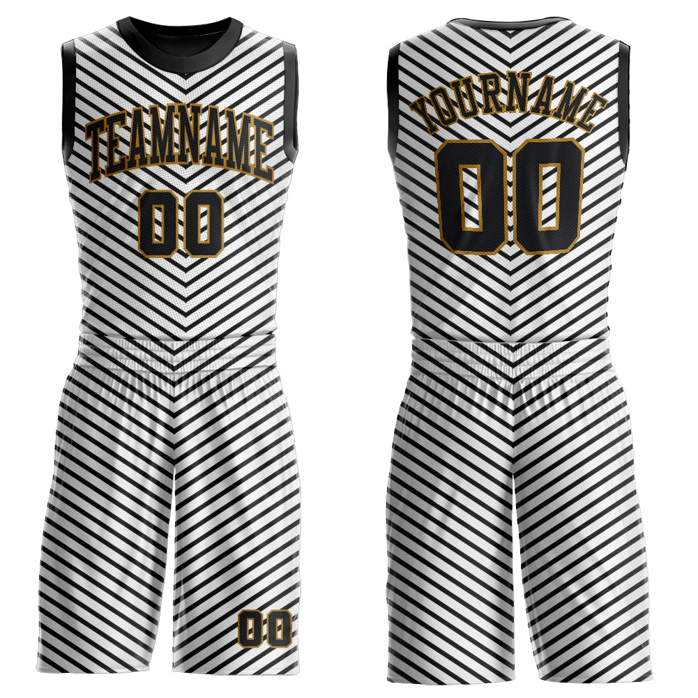 FIITG Custom Basketball Suit Jersey Black White-Silver Gray Round Neck Sublimation