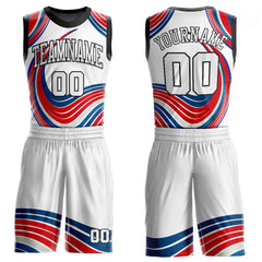 FIITG Custom Basketball Suit Jersey Figure Aqua-Red Round Neck Sublimation