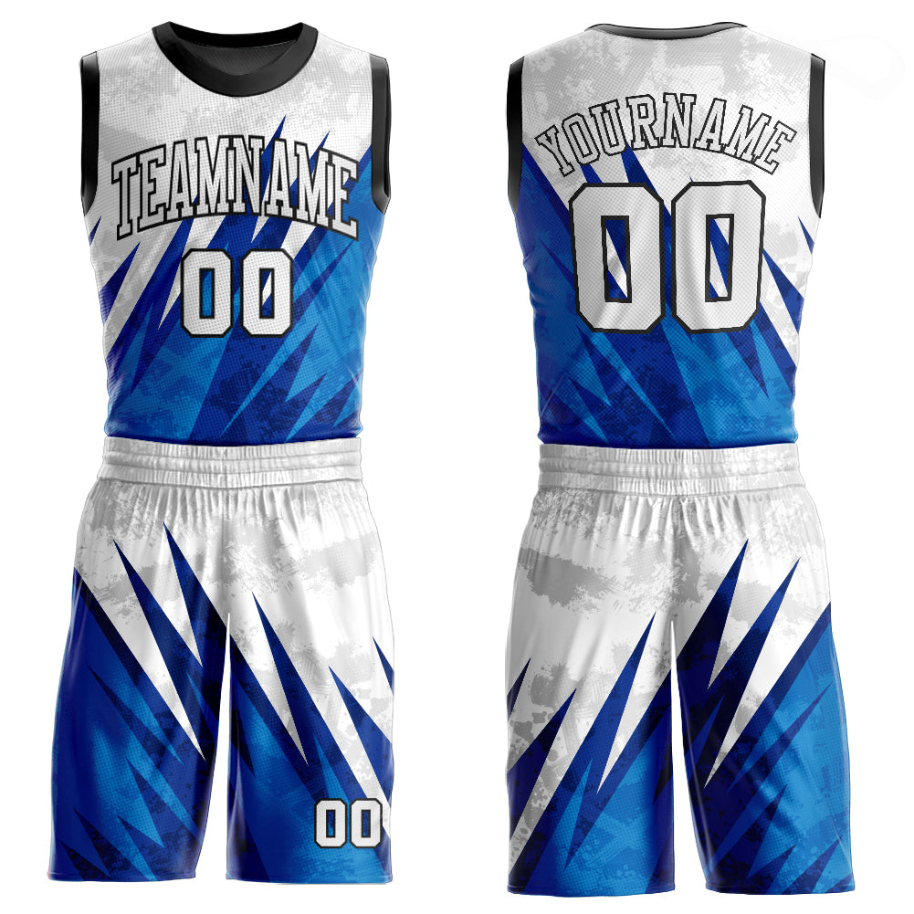 Custom Navy White-Light Blue Authentic Fade Fashion Basketball