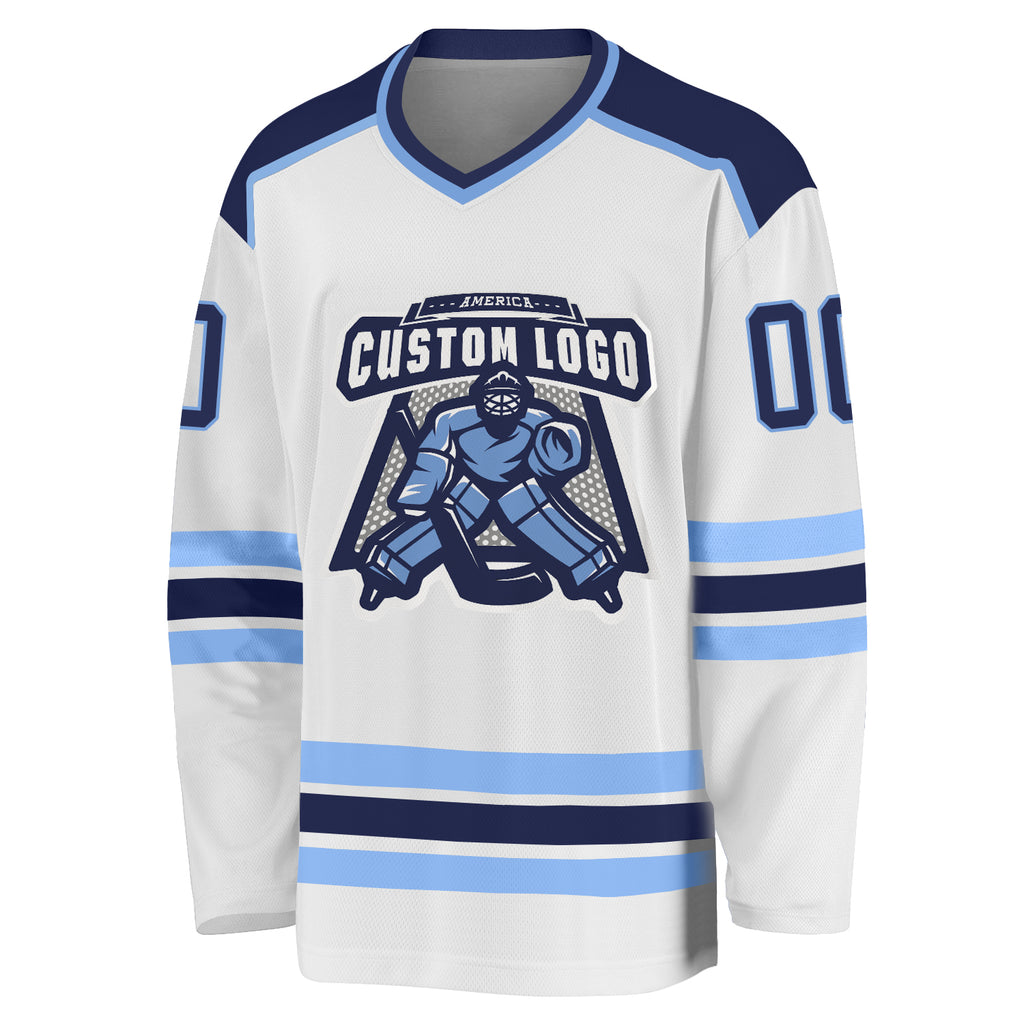 Cheap Custom Royal White-Light Blue Hockey Jersey Free Shipping