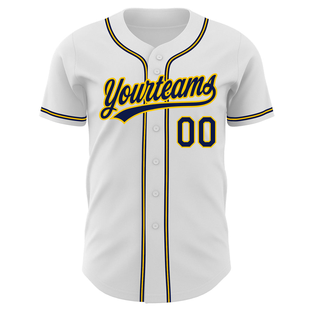 Custom Baseball Jersey Gray Navy-Vegas Gold Authentic Men's Size:XL