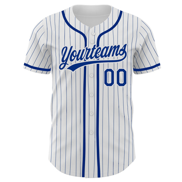 Custom White Royal Pinstripe Royal Authentic Baseball Jersey