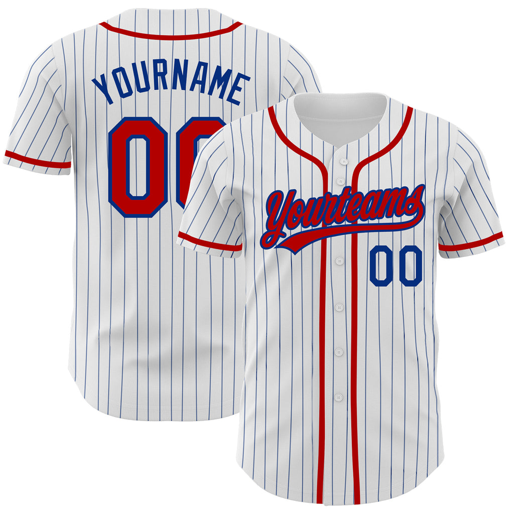 Custom White Royal-Red Authentic Baseball Jersey