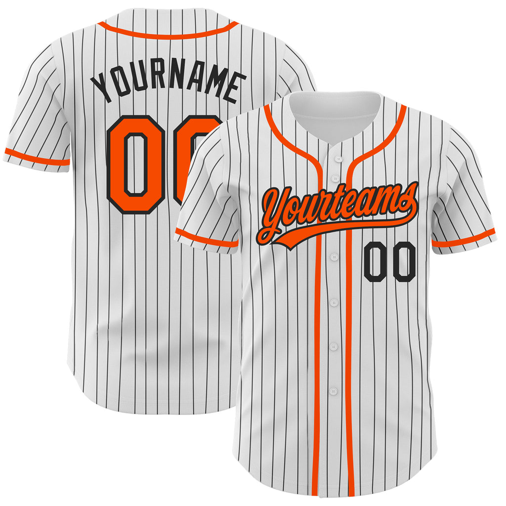 Custom Black Orange Pinstripe Orange-Black Authentic Baseball Jersey  Discount