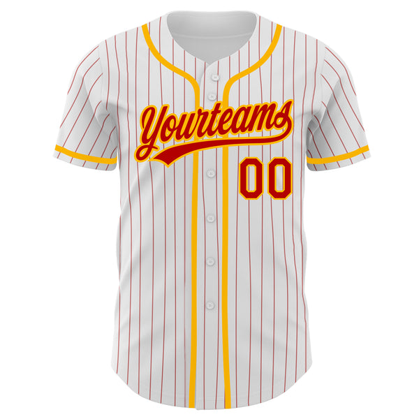 Custom White Red Pinstripe Red-Light Blue Authentic Baseball Jersey