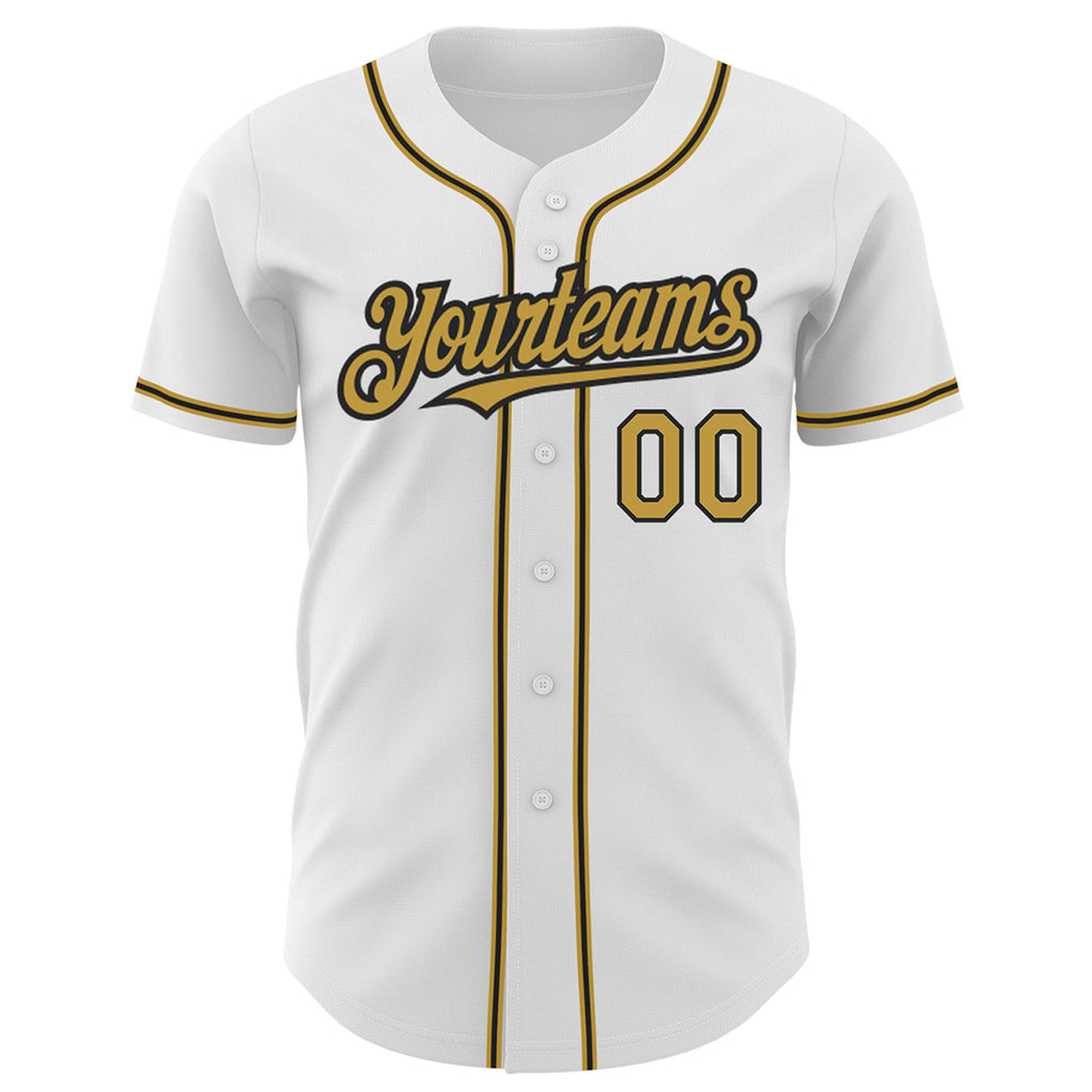 Custom Black White-Old Gold Authentic Baseball Jersey Free Shipping – Fiitg