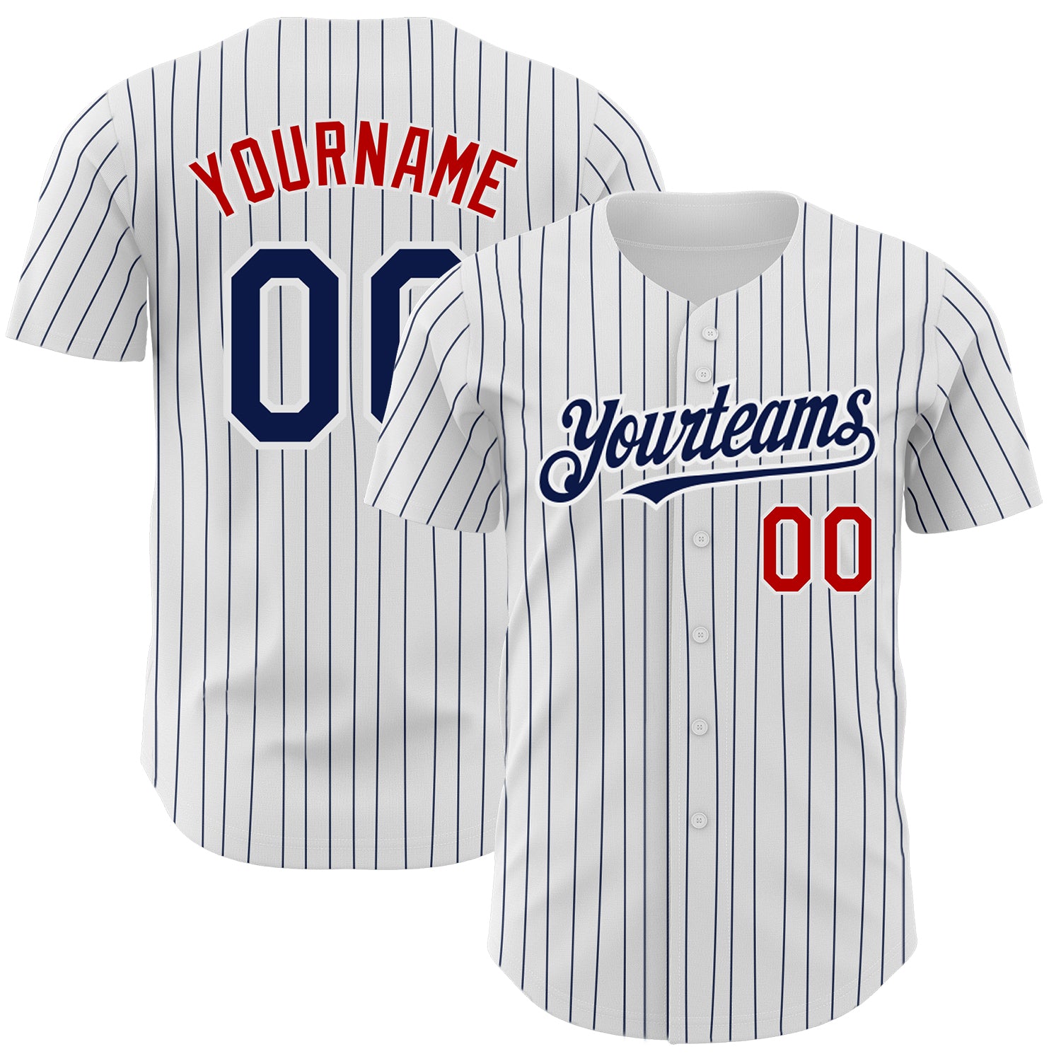 Custom Light Blue White Pinstripe Red-Navy Authentic Baseball Jersey Fast  Shipping – FiitgCustom