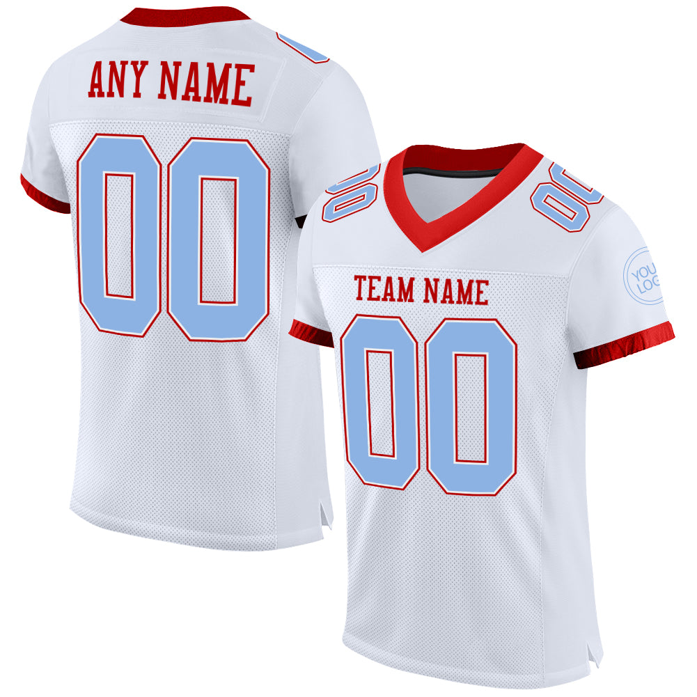 FIITG Custom Football Jersey Light Blue Red-White Mesh Authentic