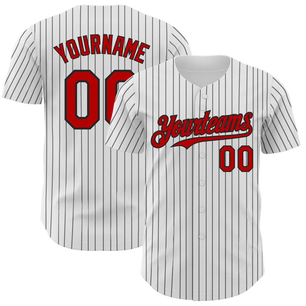 Custom White Black Pinstripe Red Authentic Baseball Jersey