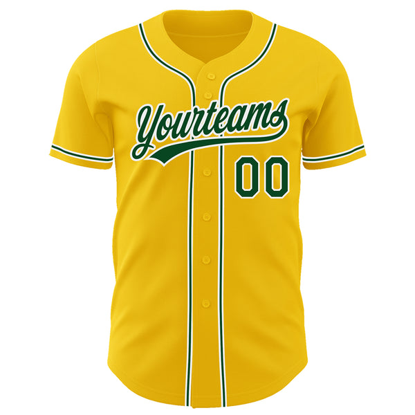 Custom Yellow Green-White Authentic Baseball Jersey