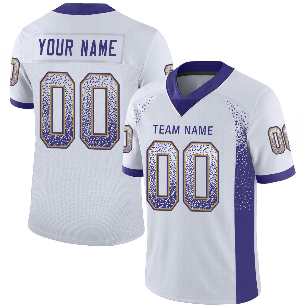 Custom Purple Gold-White Mesh Drift Fashion Football Jersey