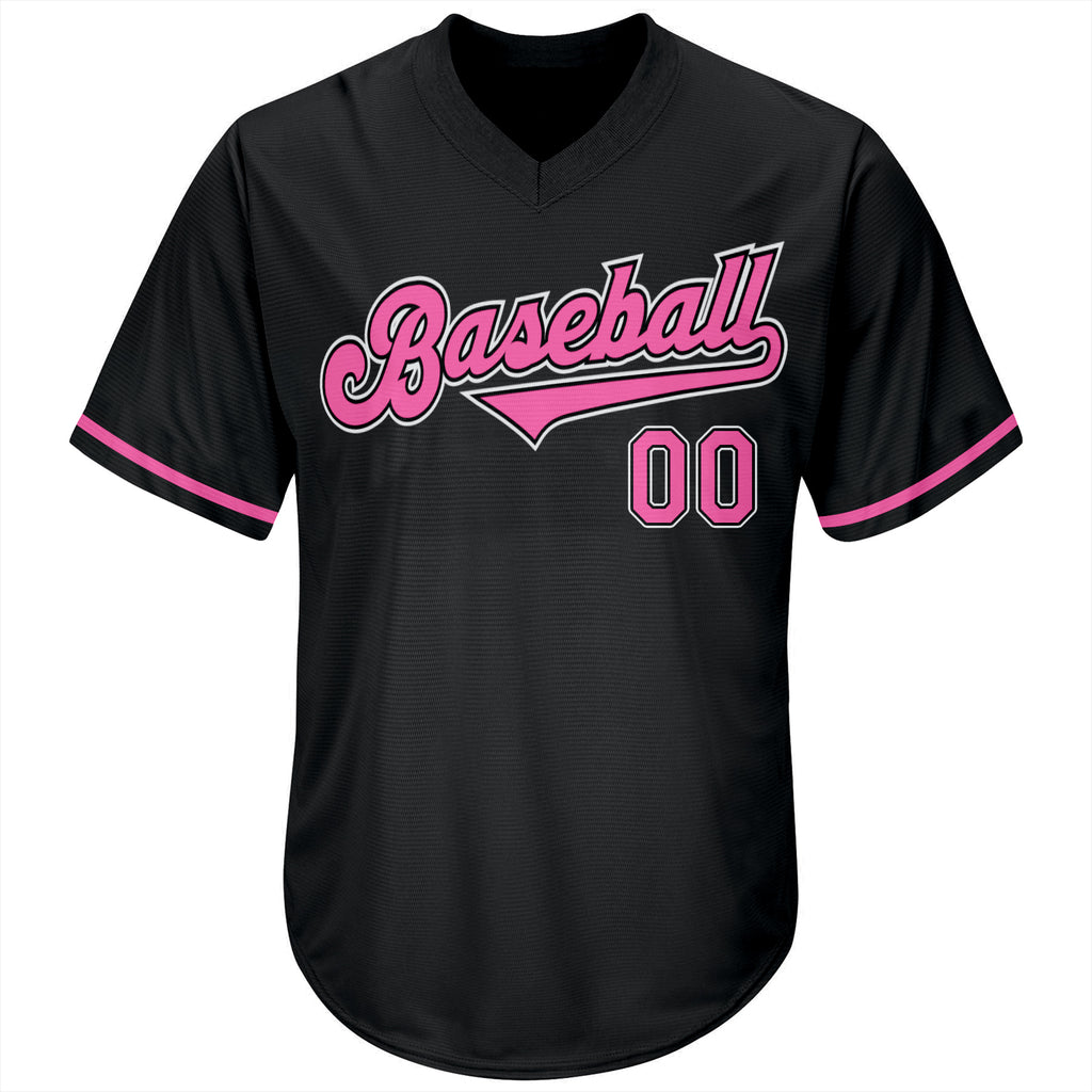 Custom Pink White-Gray Authentic Two Tone Baseball Jersey